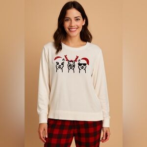 Women’s Jane + Delancey Holiday Llama Pajama Top – Size L